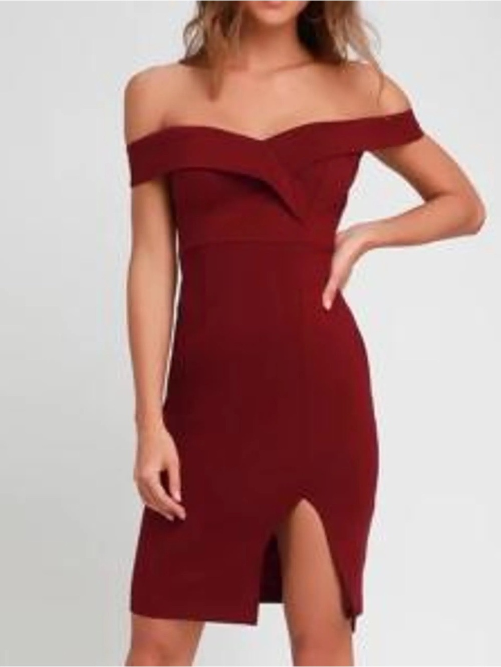 Lulu's One-Shoulder Burgundy Sheath Dress